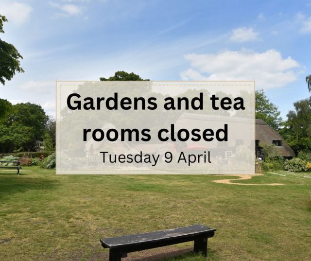 **Furzey Gardens and Tea Rooms closed Tuesday 9 April**

The gardens and tea rooms will be closed Tuesday 9 April due to the weather forecast for strong winds. As a woodland garden we need to take these precautions to keep visitors, staff and volunteers safe from falling branches caused by the high winds. 

All ticket holders have been notified and will be refunded. 

We are sorry for any disappointment this causes. We will reopen as normal on Wednesday 10 April.