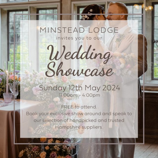 Save the date for Minstead Lodge's first Wedding Showcase of 2024! 💍 

Discover the magic of our award-winning venue, explore the romantic spaces, and envision your special day in every detail.

📅 Date: Sunday 12 May
🕒 Time: 11:00am - 4:00pm
📍 Location: Minstead Lodge, Seaman's Lane, SO43 7FT
RSVP and book your free guided tour by visiting our link in bio!

What to Expect:
✨ Guided tours: Explore our charming indoor and outdoor spaces, including our elegant ceremony rooms and breathtaking gardens.

✨Recommended suppliers: Connect with a curated selection of talented Hampshire based suppliers, from florists to photographers, who can help make your wedding dreams a reality. 

✨Meet the Team: Our experienced wedding team will be on hand to answer questions, provide insights, and discuss your unique vision.

Don't miss out on special promotions and exclusive offers available only to attendees of our Wedding Open Day! Whether you're planning an intimate affair or a grand celebration, Minstead Lodge is here to make your dreams come true. 

Mark your calendars, bring your loved ones, and let the magic of Minstead Lodge inspire your special day!